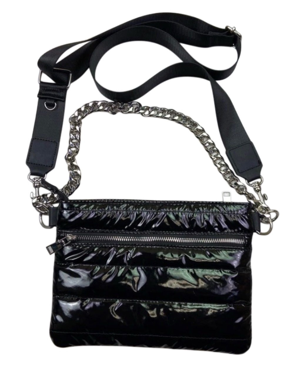 AhDorned Black Quilted Shoulder Crossbody Bag